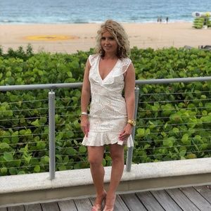 Saints & Secrets delicate overlay white dress